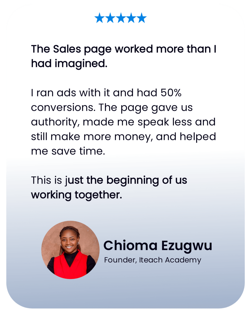The Curegis team stepped in and helped me do such phenomenal work on my website, sales pages and email automations that helped me land my first coaching clients. I am happy to recommend them to other visionary coaches. (Ugonne Ann 🇨🇳) The Curegis team stepped in and helped me do such phenomenal work on my website, sales pages and email automations that helped me land my first coaching clients. I am happy to recommend them to other visionary coaches. (Ugonne Ann 🇨🇳)
